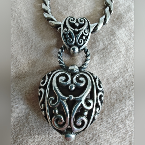 Brighton Vintage Silver Heart Pendant Necklace - Picture 2 of 3